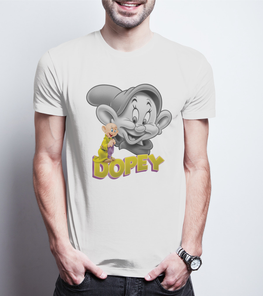 Dopey Disney Character With Cartoon Classic Style T-Shirt