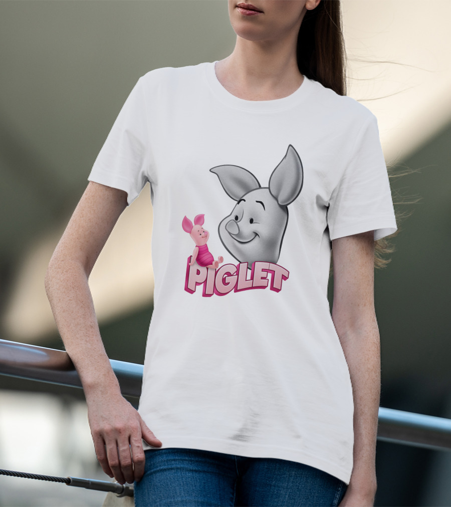 Piglet 3D Cartoon Character Design With Smiling Face And Big Ears T-Shirt