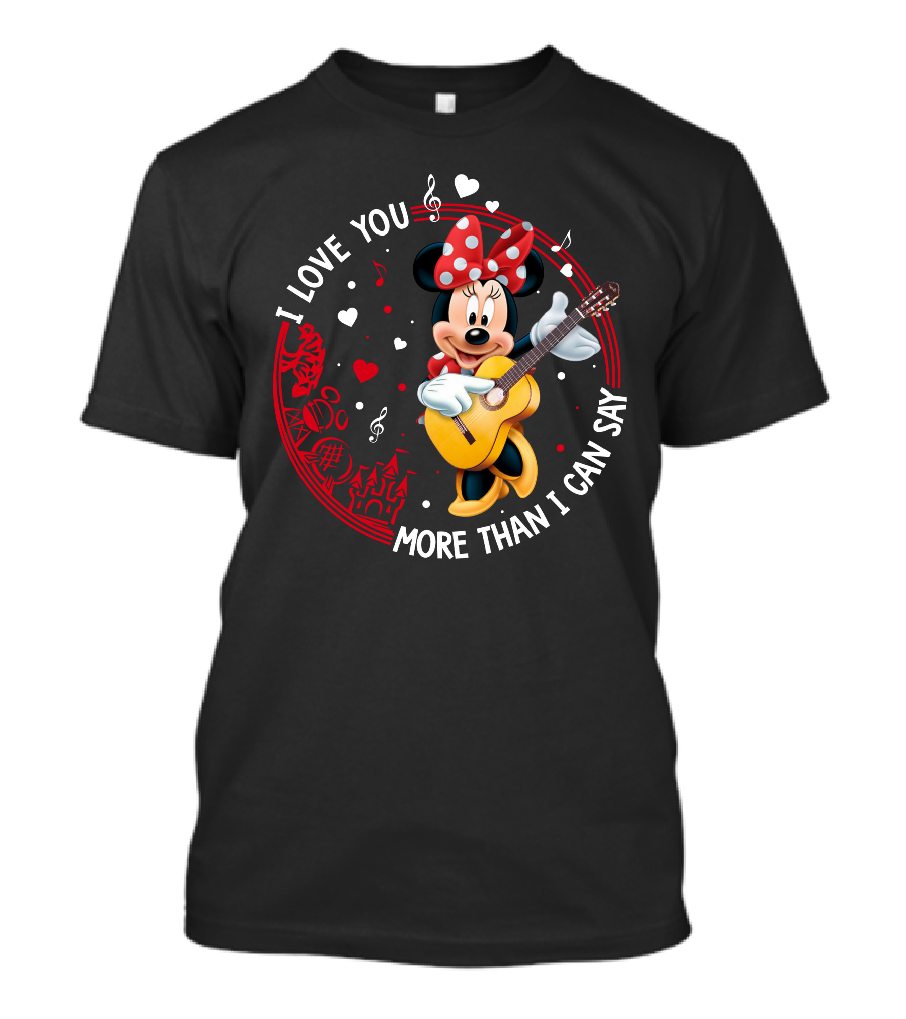 I Love You More Than I Can Say Minnie Mouse Playing Guitar T-Shirt