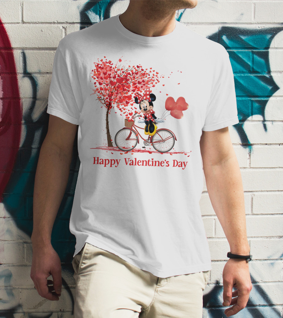 Happy Valentine's Day MN Valentine Bicycle Balloons Hearts Tree T-Shirt