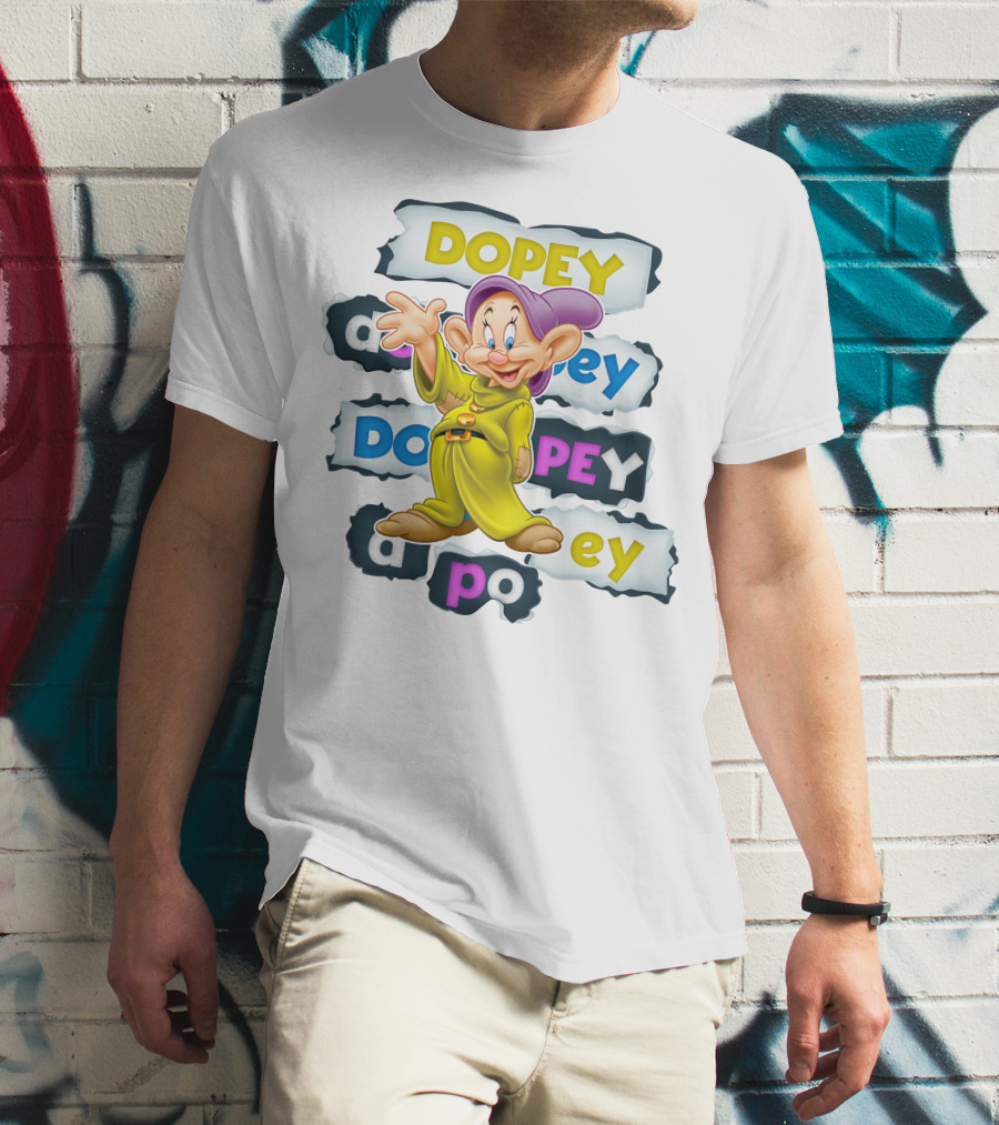 Dopey Iconic Character Playful Design With Text Variations And Classic Outfit T-Shirt