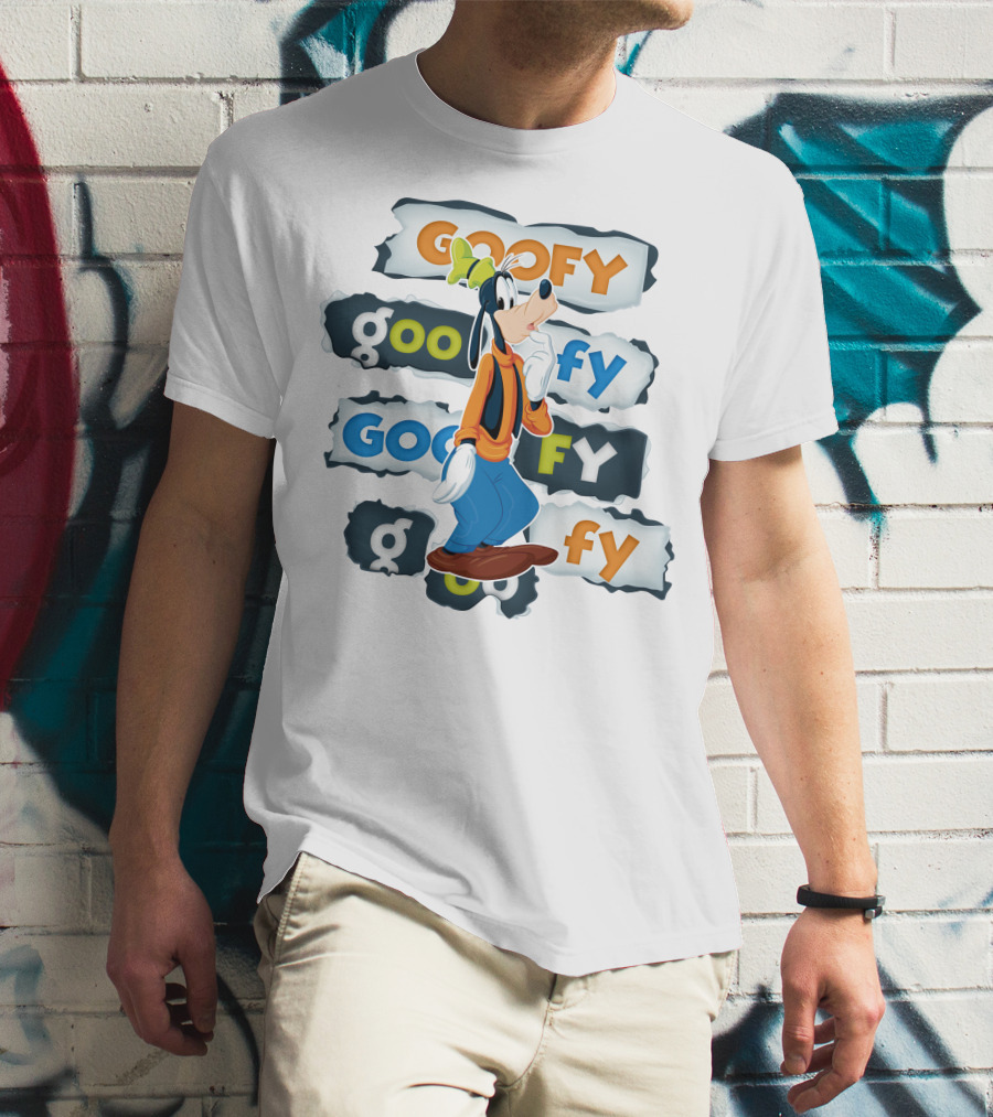 Goofy Disney Character With Multiple Text Styles T-Shirt
