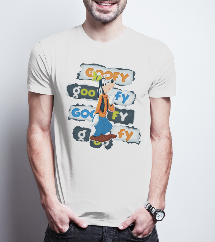 Goofy Disney Character With Multiple Text Styles T-Shirt