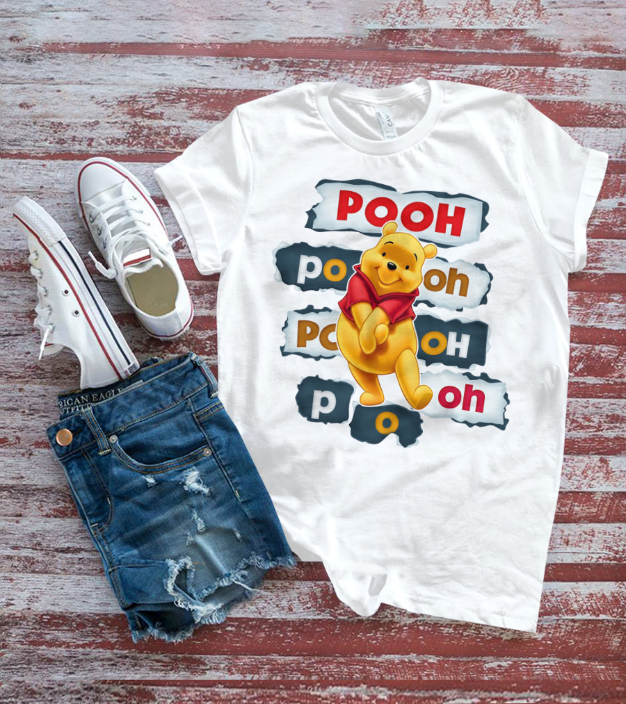 Pooh Winnie The Pooh Sticker Style Jumbo Print T-Shirt