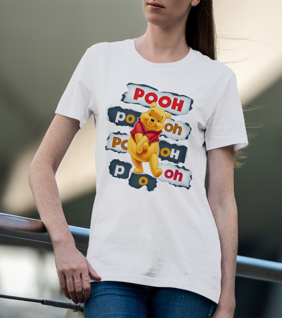 Pooh Winnie The Pooh Sticker Style Jumbo Print T-Shirt