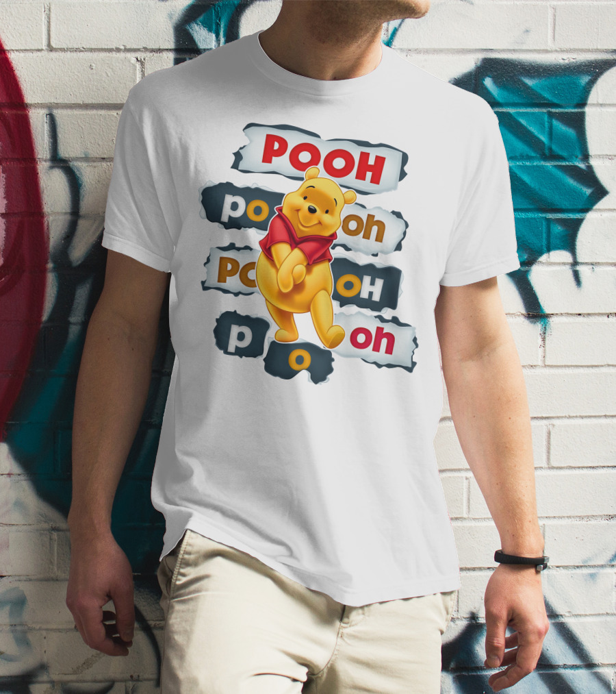 Pooh Winnie The Pooh Sticker Style Jumbo Print T-Shirt