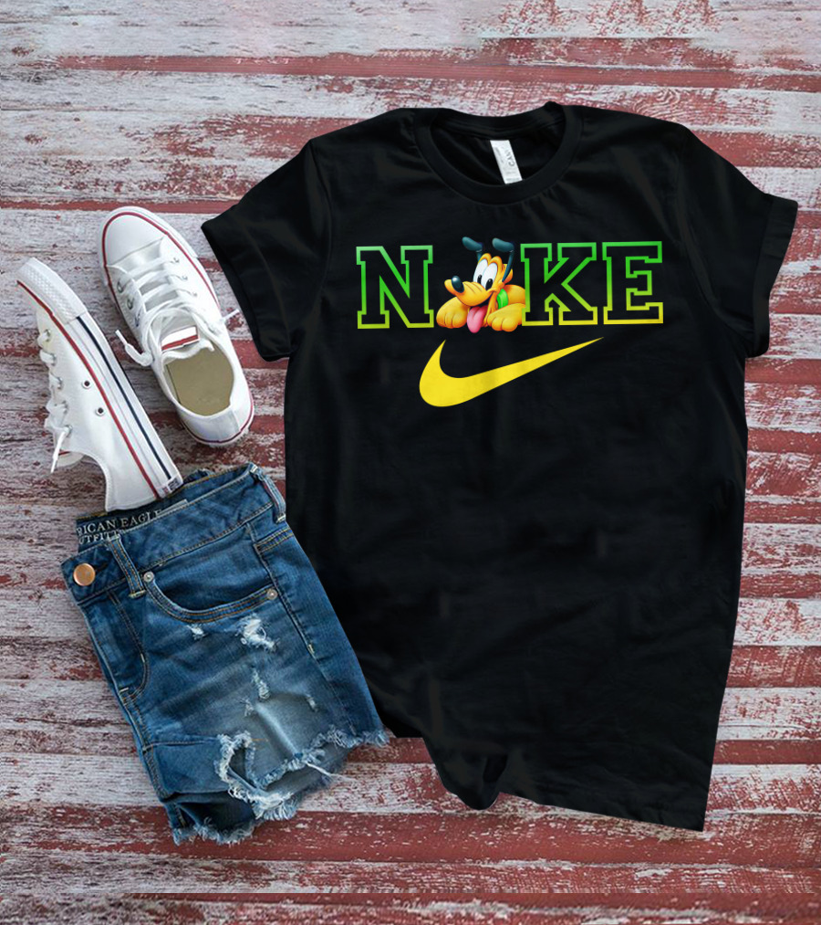 Pluto Nike Parody Logo With Disney Character And Swoosh T-Shirt