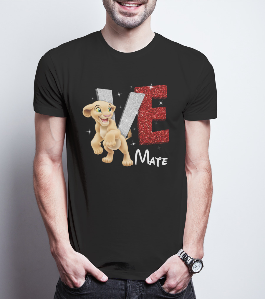 Love Mate Nala Sparkling Red And Silver Letters T-Shirt