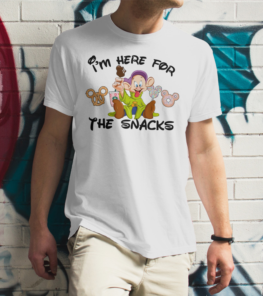 I'm Here For The Snacks Dopey Lollipops Pretzel Donut Ice Cream T-Shirt