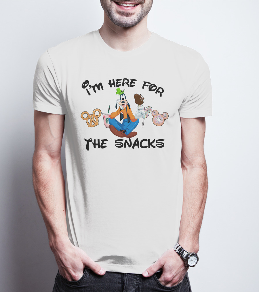 I'm Here For The Snacks Goofy Pretzel Donut Mickey Ears Lollipop T-Shirt