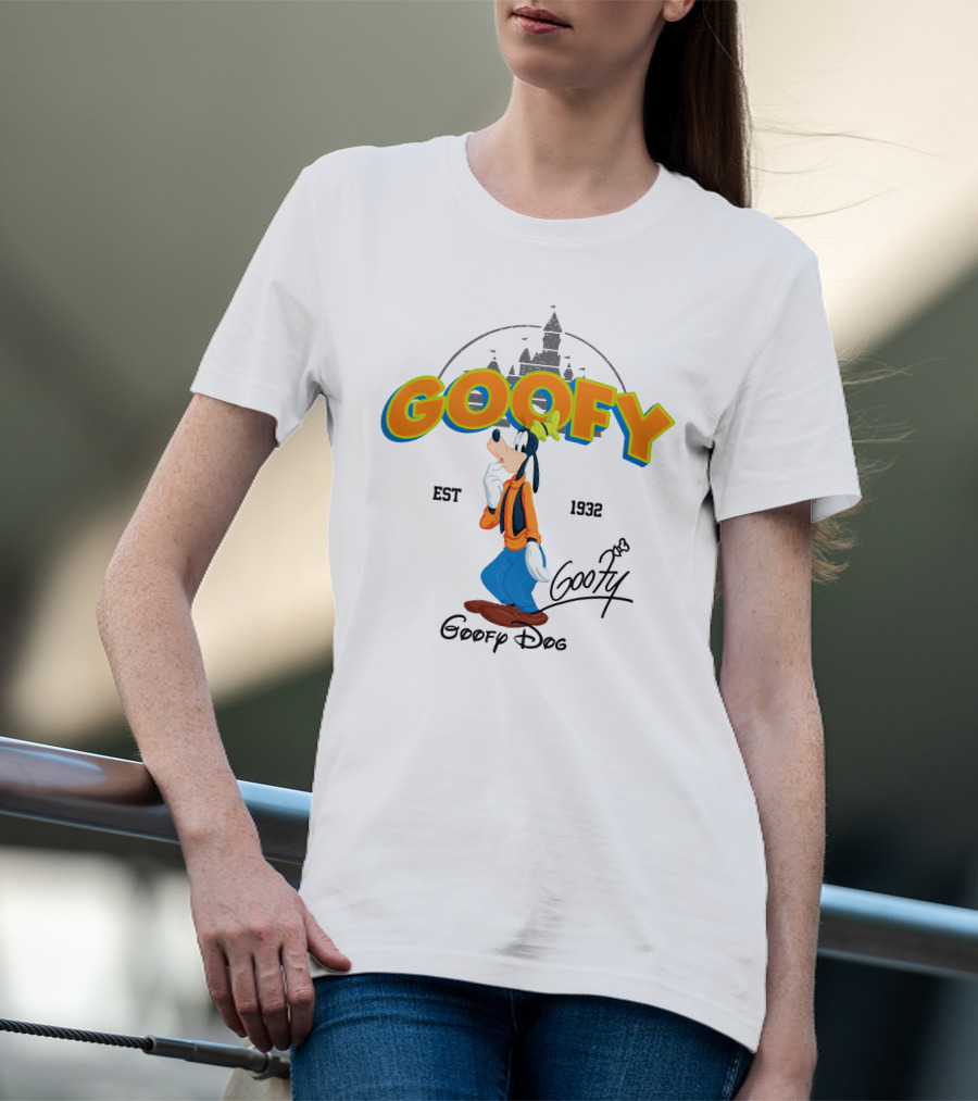 Goofy Est 1932 Disney Goofy Dog Castle Backdrop T-Shirt