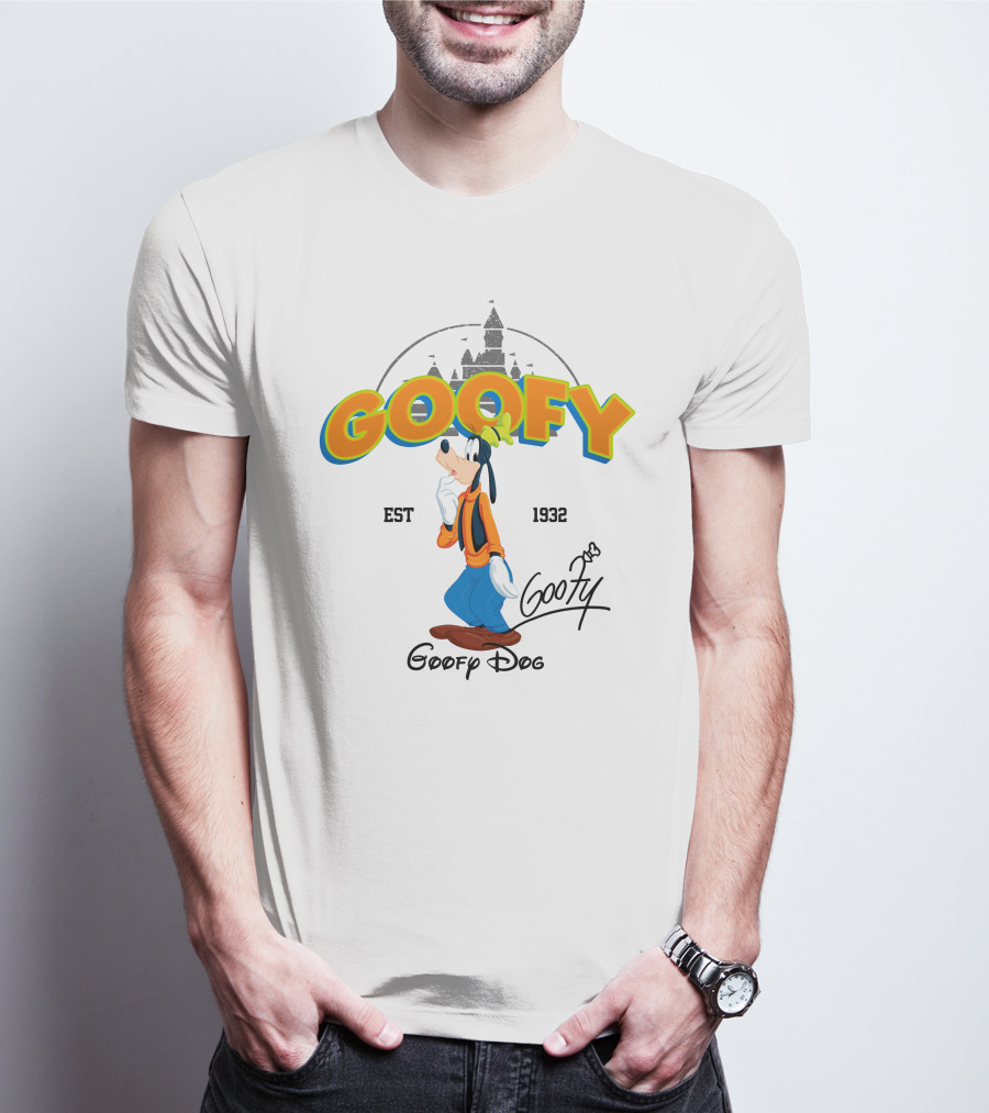 Goofy Est 1932 Disney Goofy Dog Castle Backdrop T-Shirt