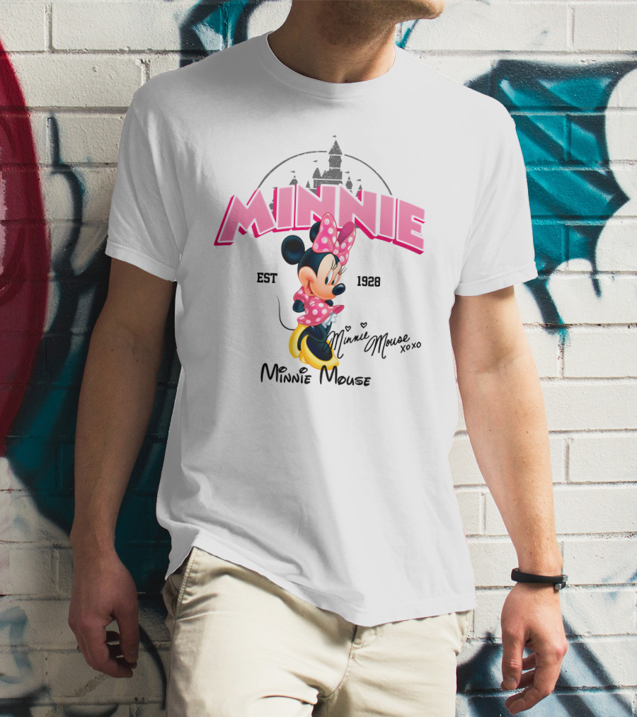 Minnie Mouse Est 1928 Disney Castle Background Xoxo T-Shirt