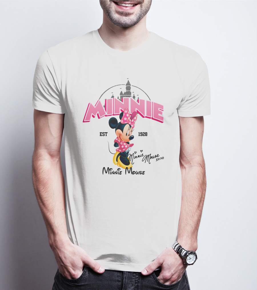 Minnie Mouse Est 1928 Disney Castle Background Xoxo T-Shirt