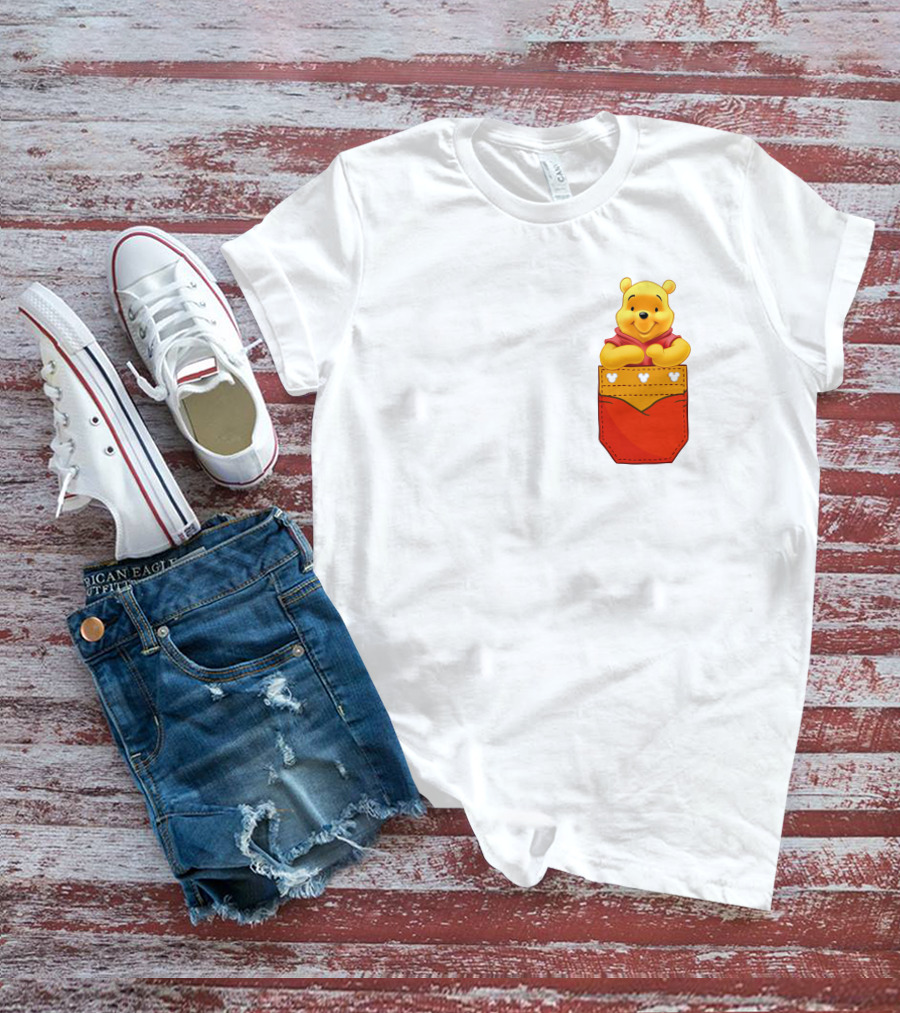 Winnie The Pooh In Red Pocket T-Shirt