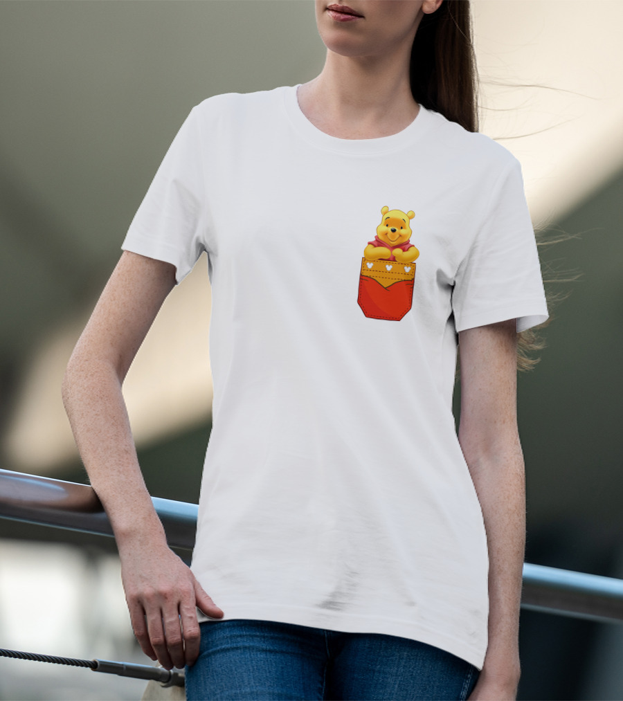 Winnie The Pooh In Red Pocket T-Shirt