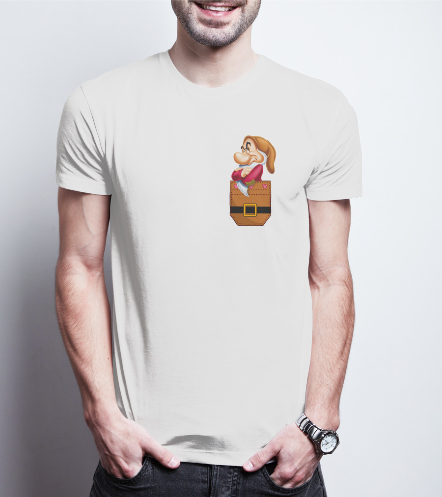 Grumpy Dwarf In Pocket Disney Character T-Shirt