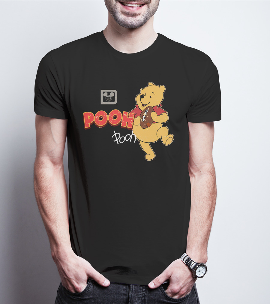 Pooh Football Holding Iconic Character With Vintage T-Shirt