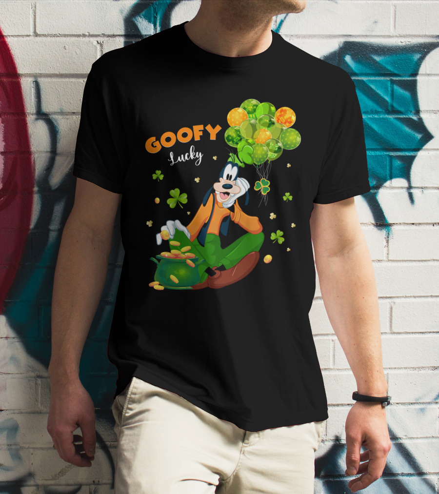 Goofy Lucky St. Patrick's Day Balloons And Shamrocks T-Shirt