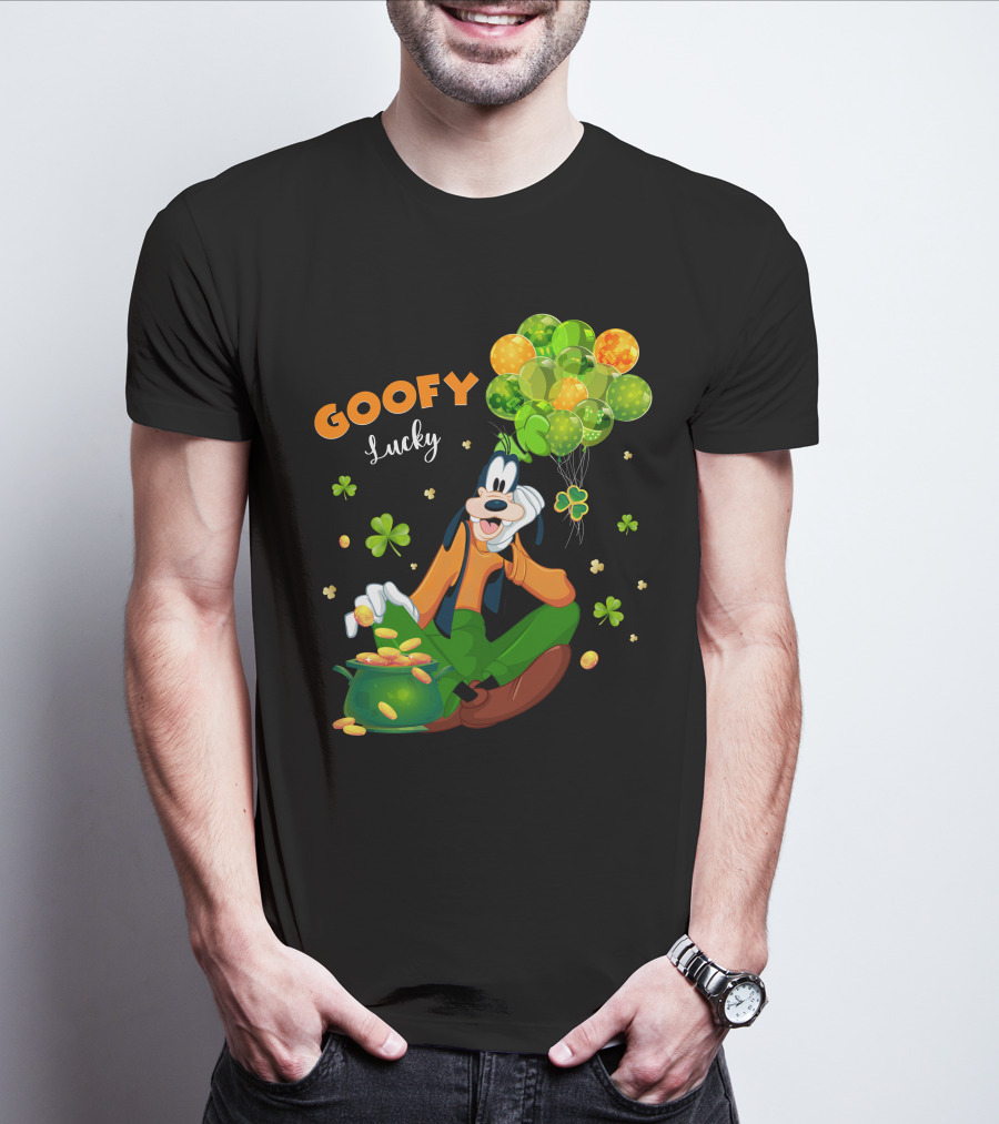 Goofy Lucky St. Patrick's Day Balloons And Shamrocks T-Shirt