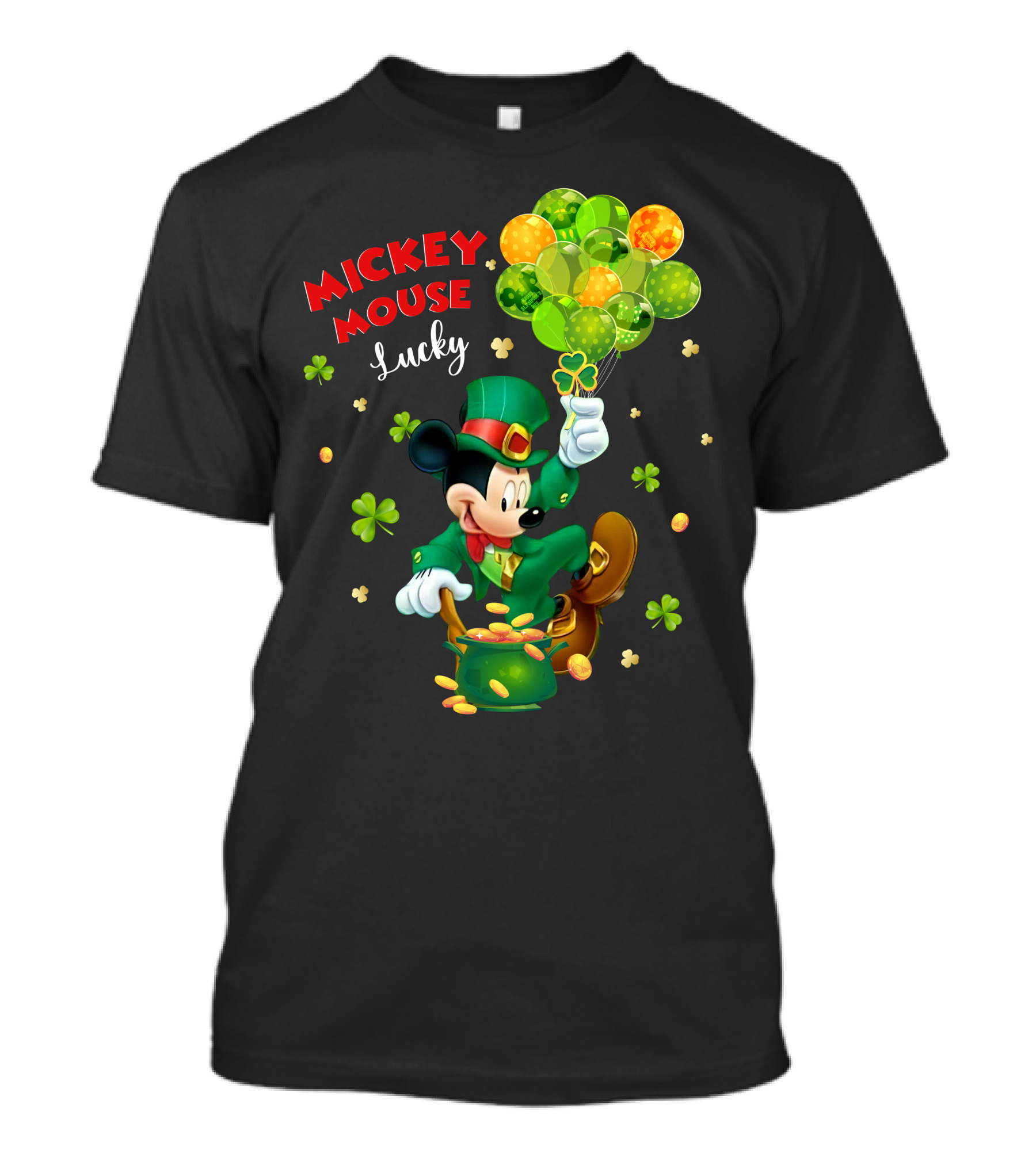 Mickey Mouse Lucky St. Patrick's Day Shamrocks And Gold T-Shirt