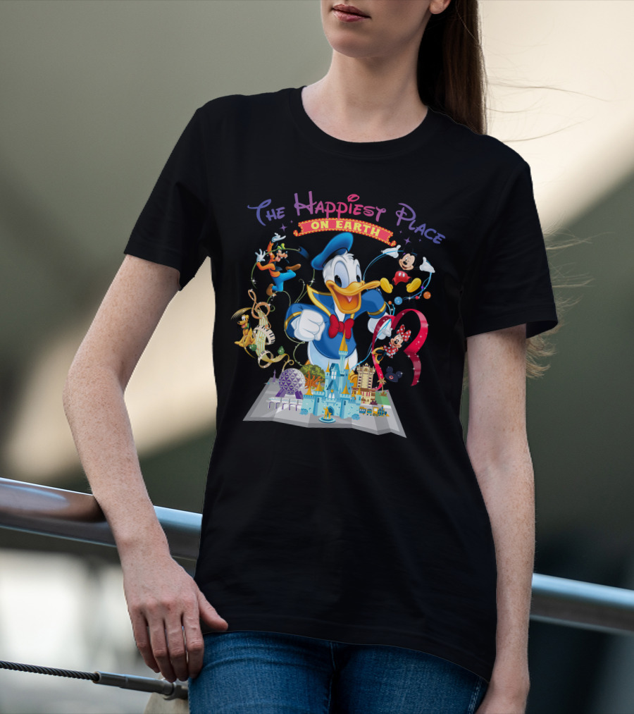 The Happiest Place On Earth Donald Duck And Disney Characters T-Shirt