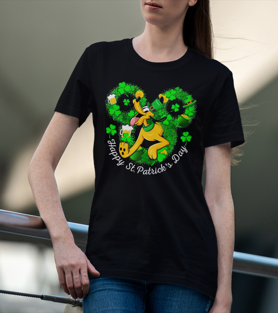 Happy St. Patrick's Day Pluto Shamrock And Hat Celebration T-Shirt