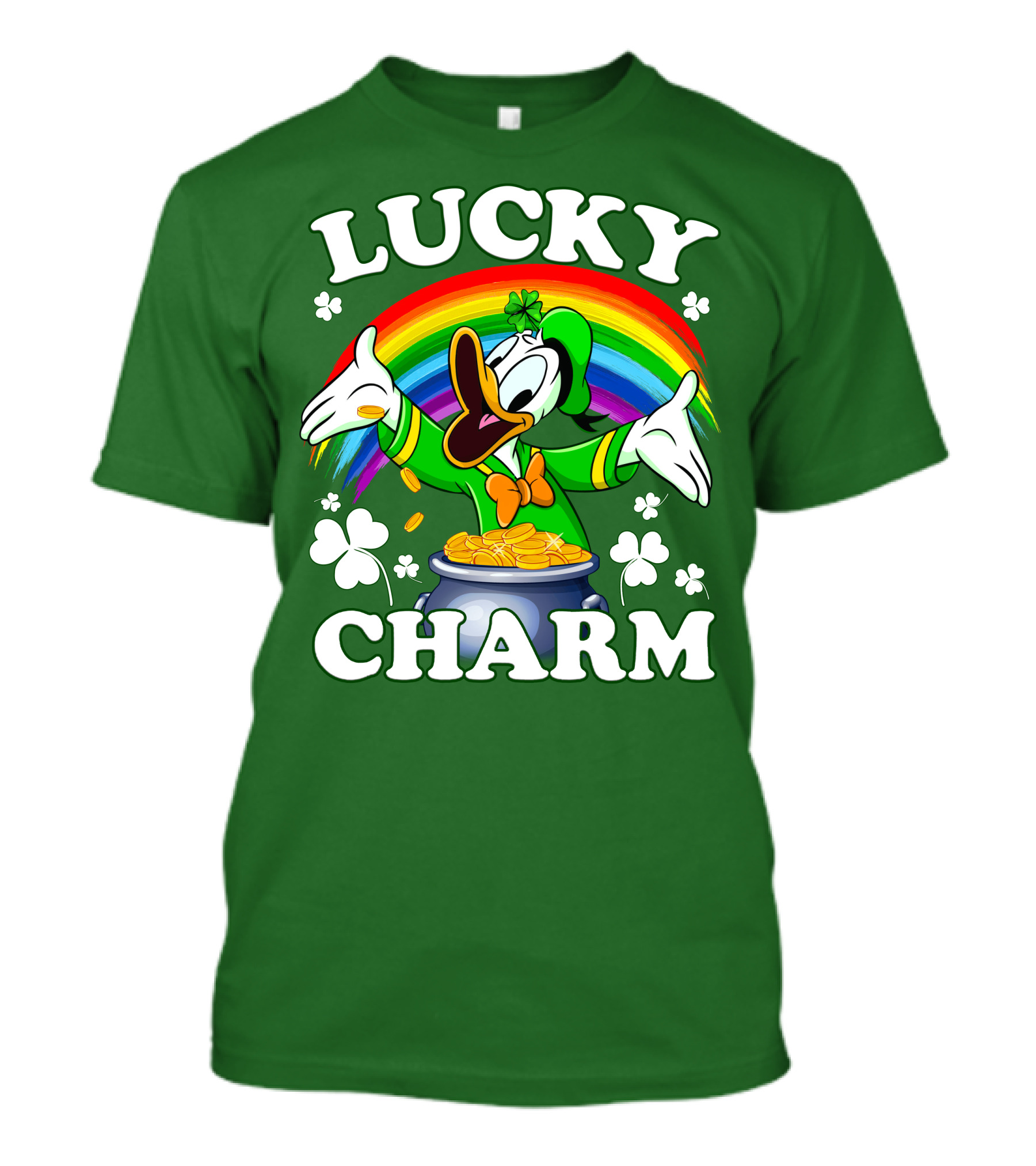 Lucky Charm Donald Duck Pot Of Gold Shamrocks Rainbow T-Shirt