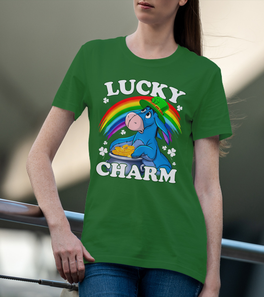 Lucky Charm Eeyore Rainbow St. Patrick's Day T-Shirt