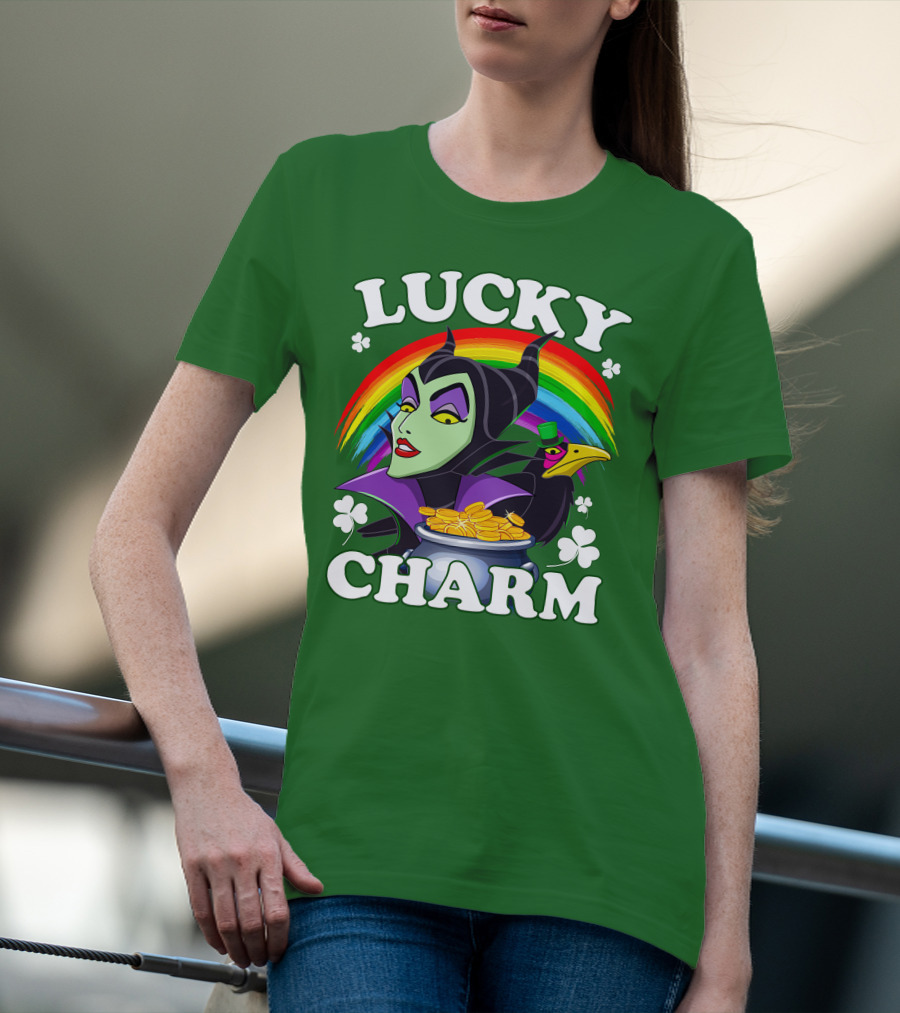 Lucky Charm Maleficent Rainbow Pot Of Gold T-Shirt
