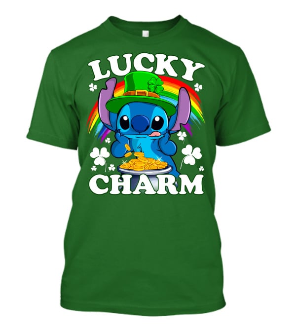 Lucky Charm Stitch Rainbow Pot Of Gold Clover Hat T-Shirt