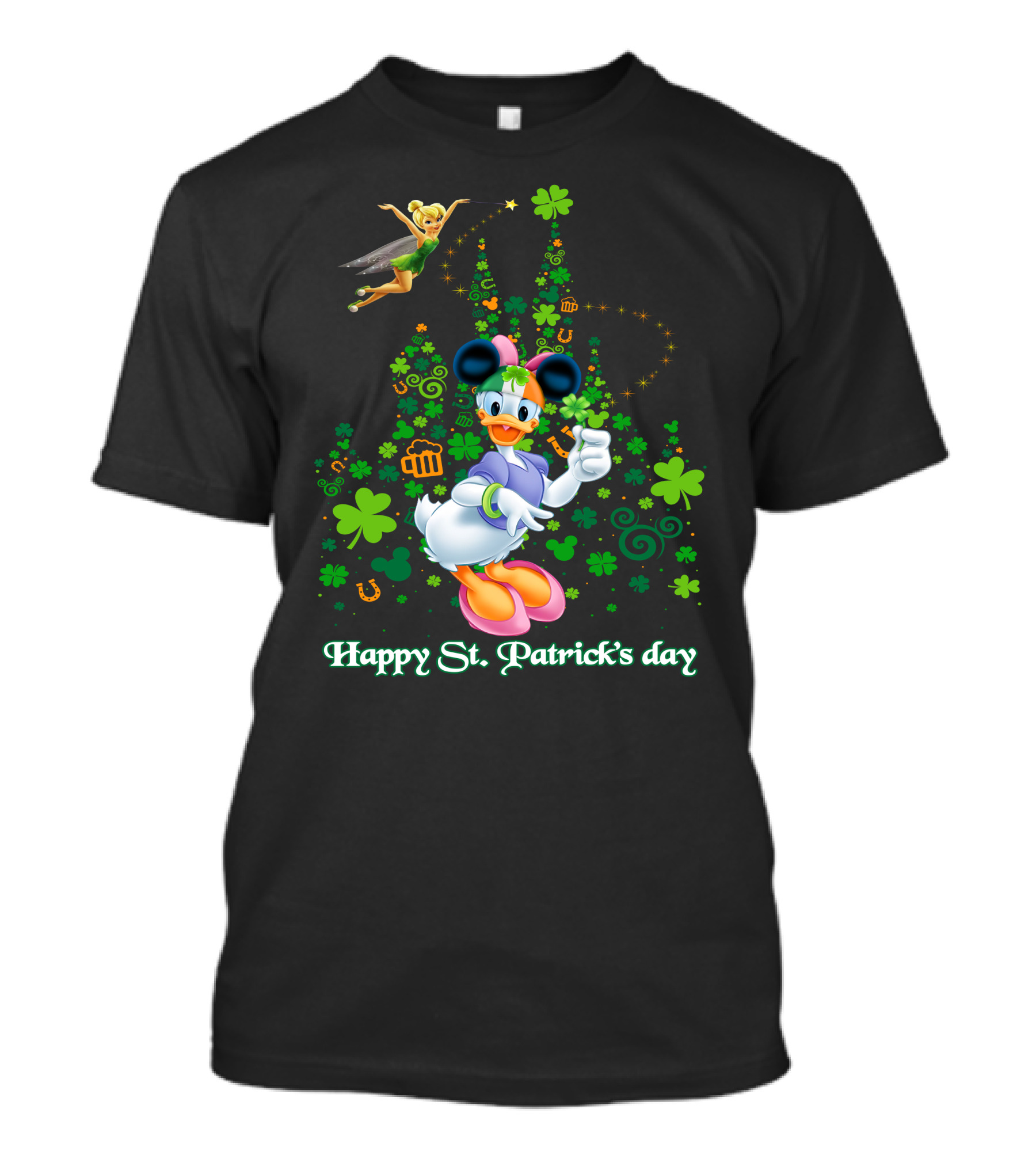 Happy St. Patrick's Day Donald Duck And Tinker Bell Disney Castle Celebration T-Shirt