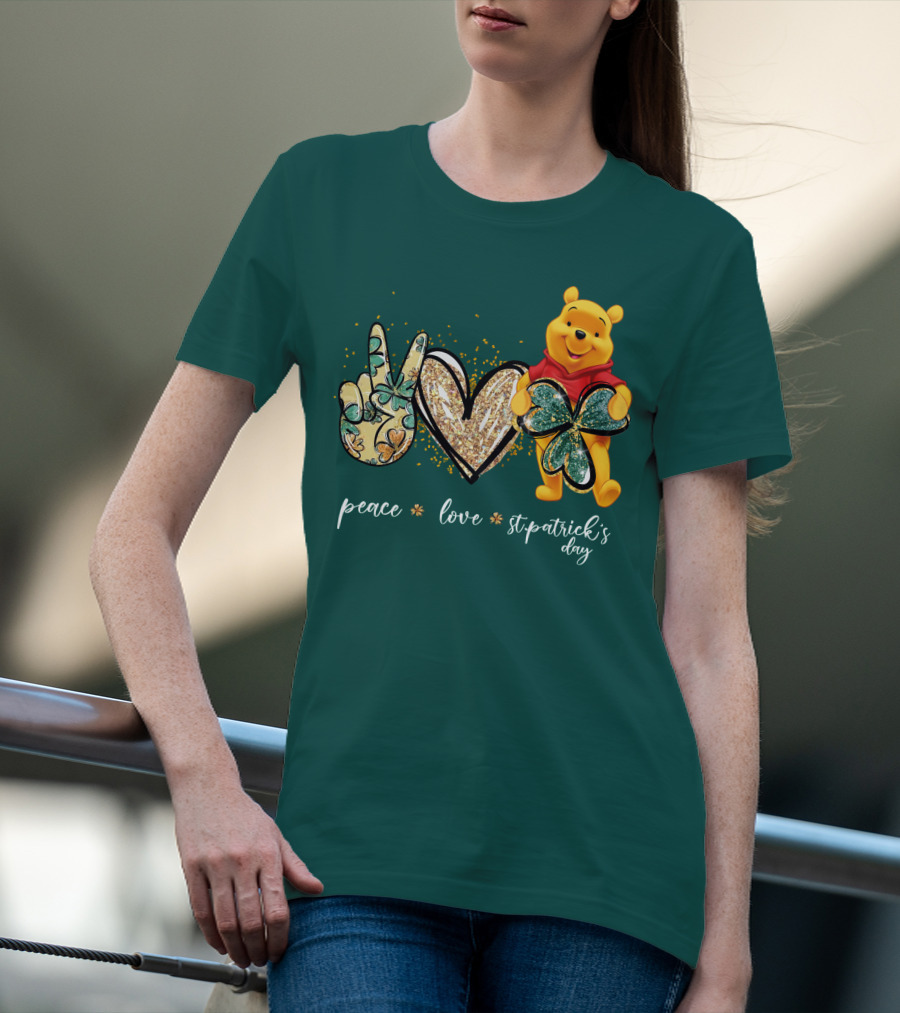Peace Love St. Patrick's Day Pooh T-Shirt