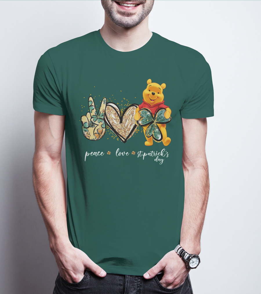 Peace Love St. Patrick's Day Pooh T-Shirt