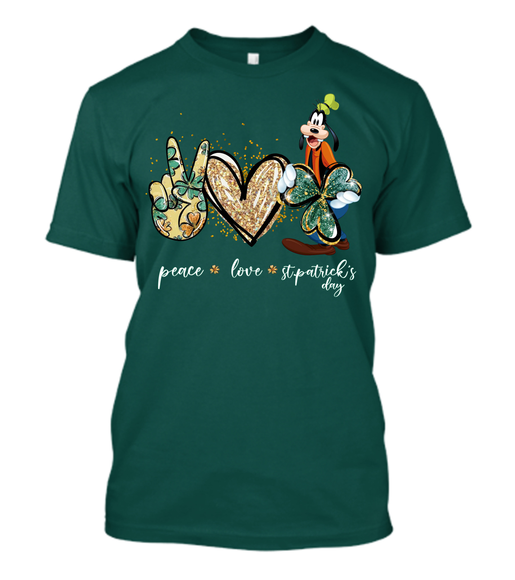 Goofy Peace Love St. Patrick's Day T-Shirt