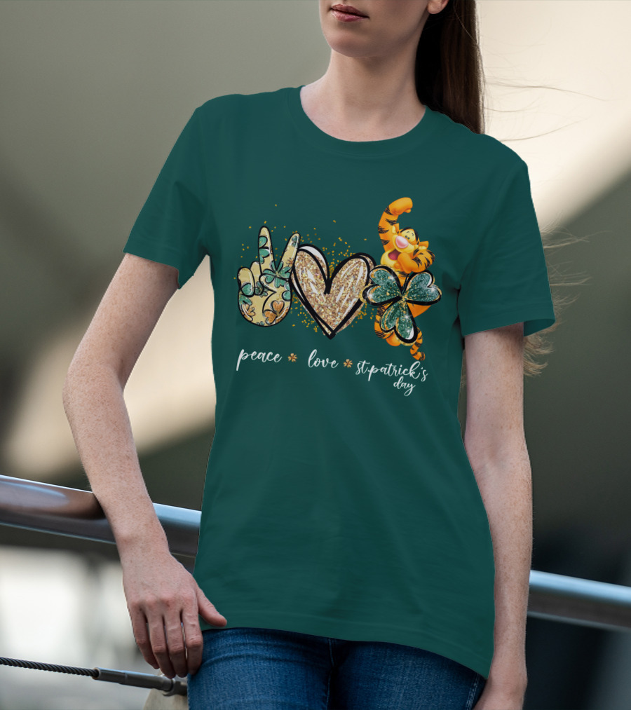 Tigger Peace Love St. Patrick's Day T-Shirt