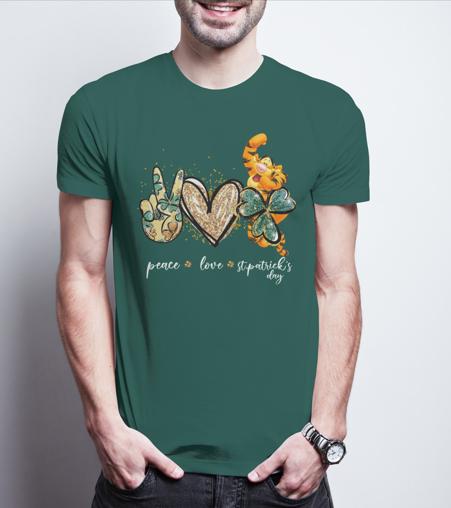 Tigger Peace Love St. Patrick's Day T-Shirt