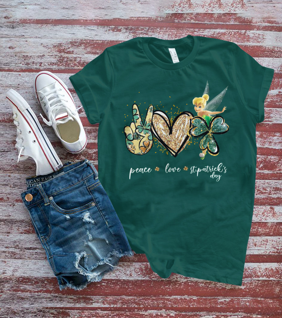 Peace Love St. Patrick's Day Tinkerbell T-Shirt