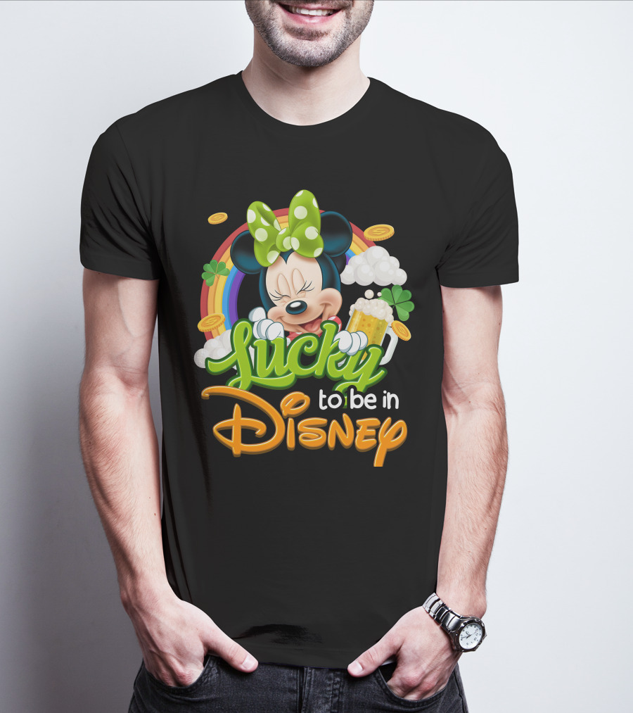 Lucky To Be In Disney Minnie Rainbow Coins T-Shirt