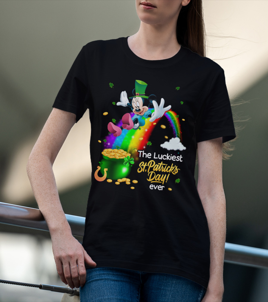 Minnie The Luckiest St. Patrick's Day Ever Rainbow Pot Of Gold T-Shirt
