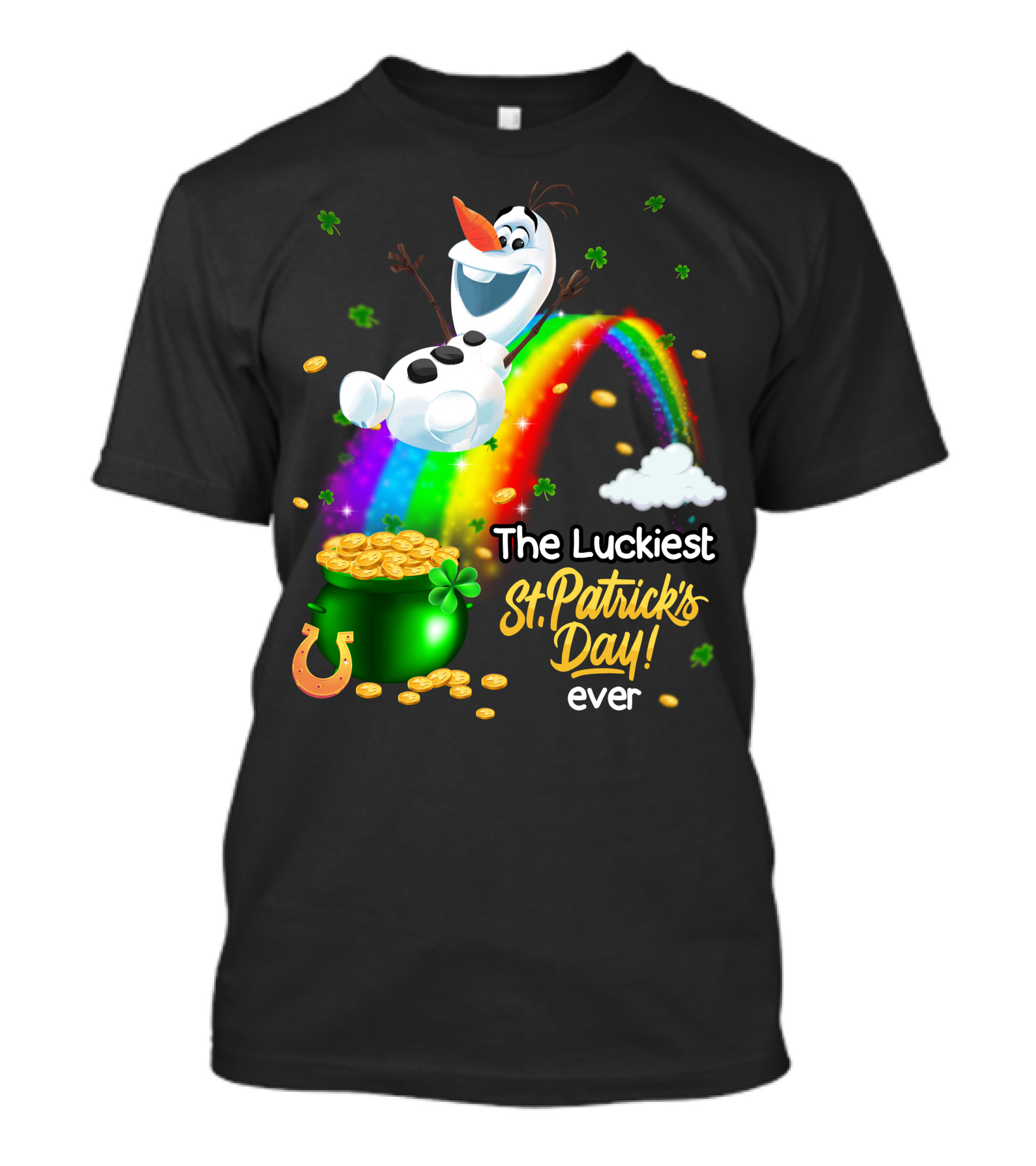 The Luckiest St. Patrick's Day Ever Olaf Rainbow Pot Of Gold T-Shirt