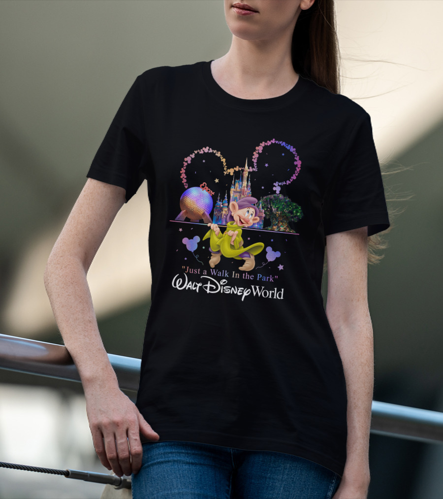 Walt Disney World Dopey Just A Walk In The Park Epcot Magic Kingdom T-Shirt