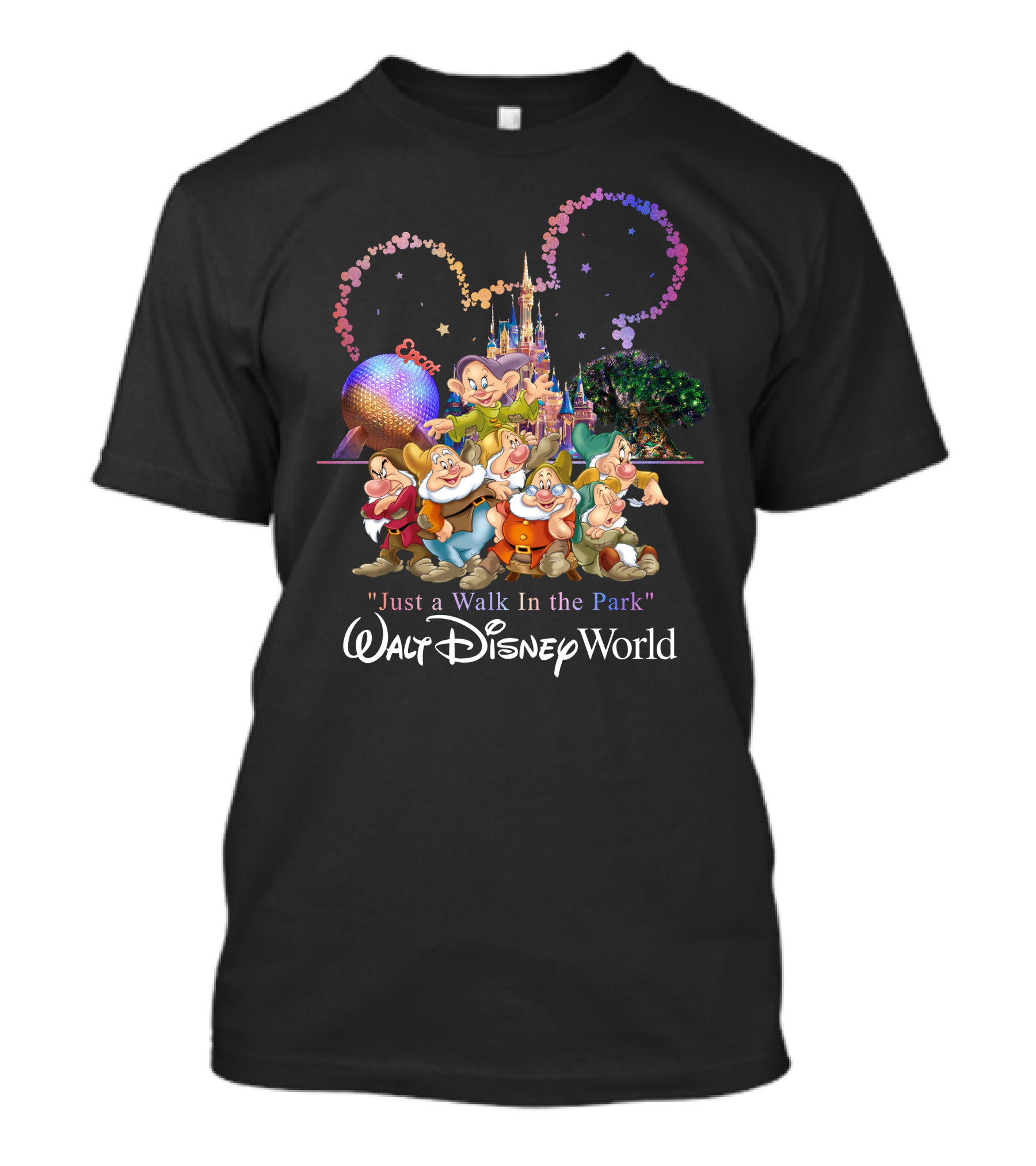 Walt Disney World 7 Dwarfs Epcot Castle Fireworks Just A Walk In The Park T-Shirt