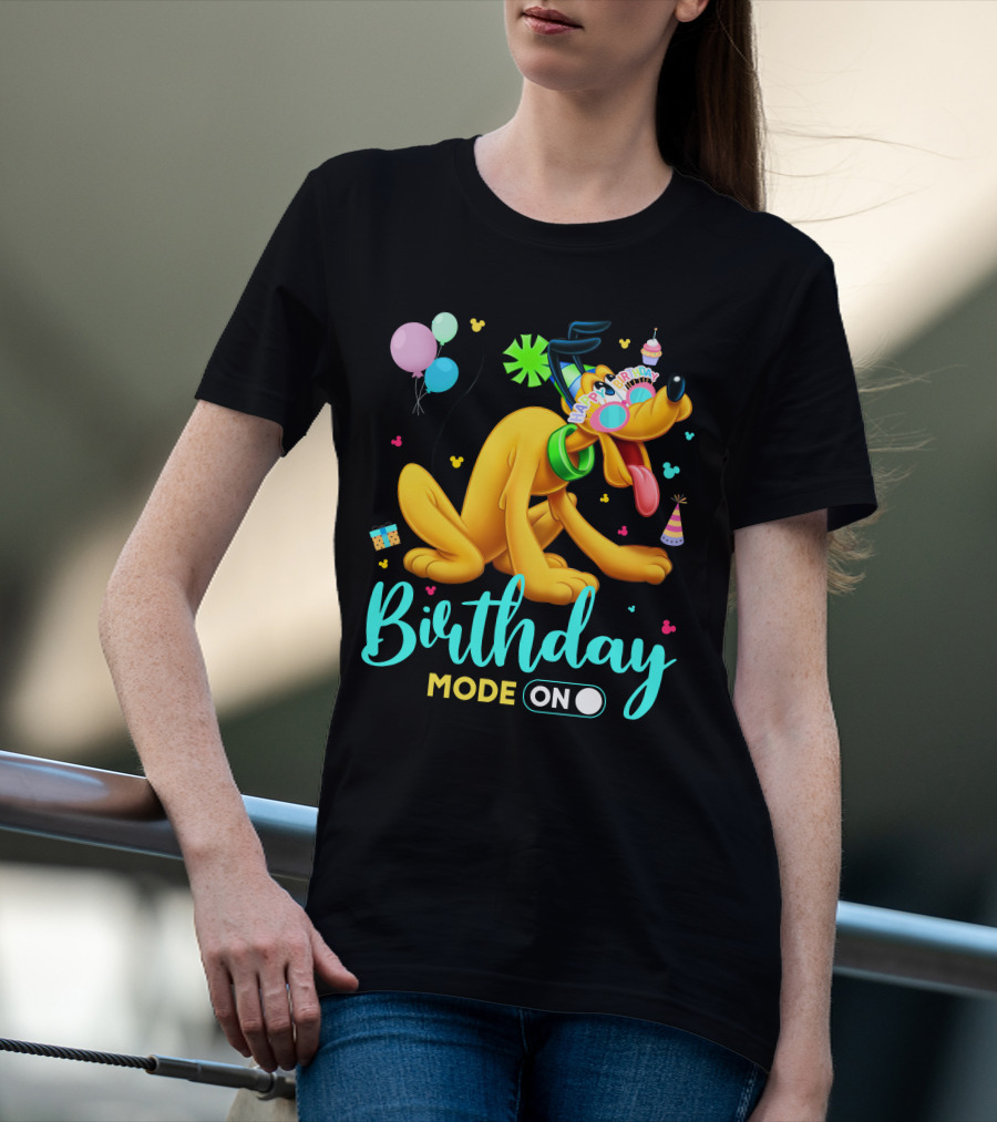 Birthday Mode On Pluto Party Celebration Balloons And Confetti T-Shirt