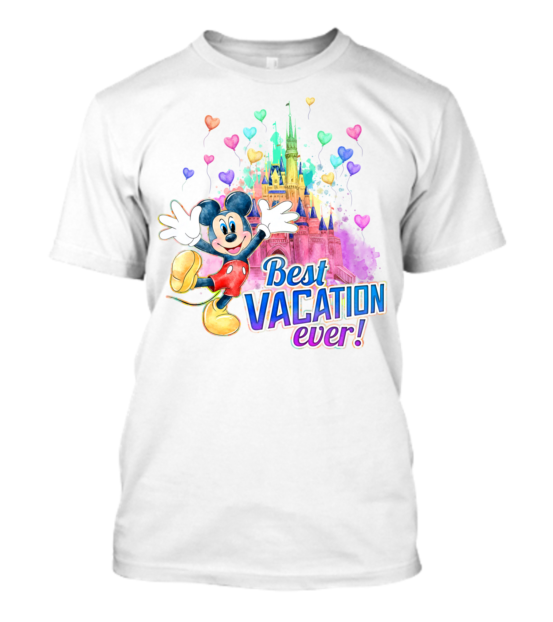 Mickey Best Vacation Ever Colorful Castle Balloons T-Shirt
