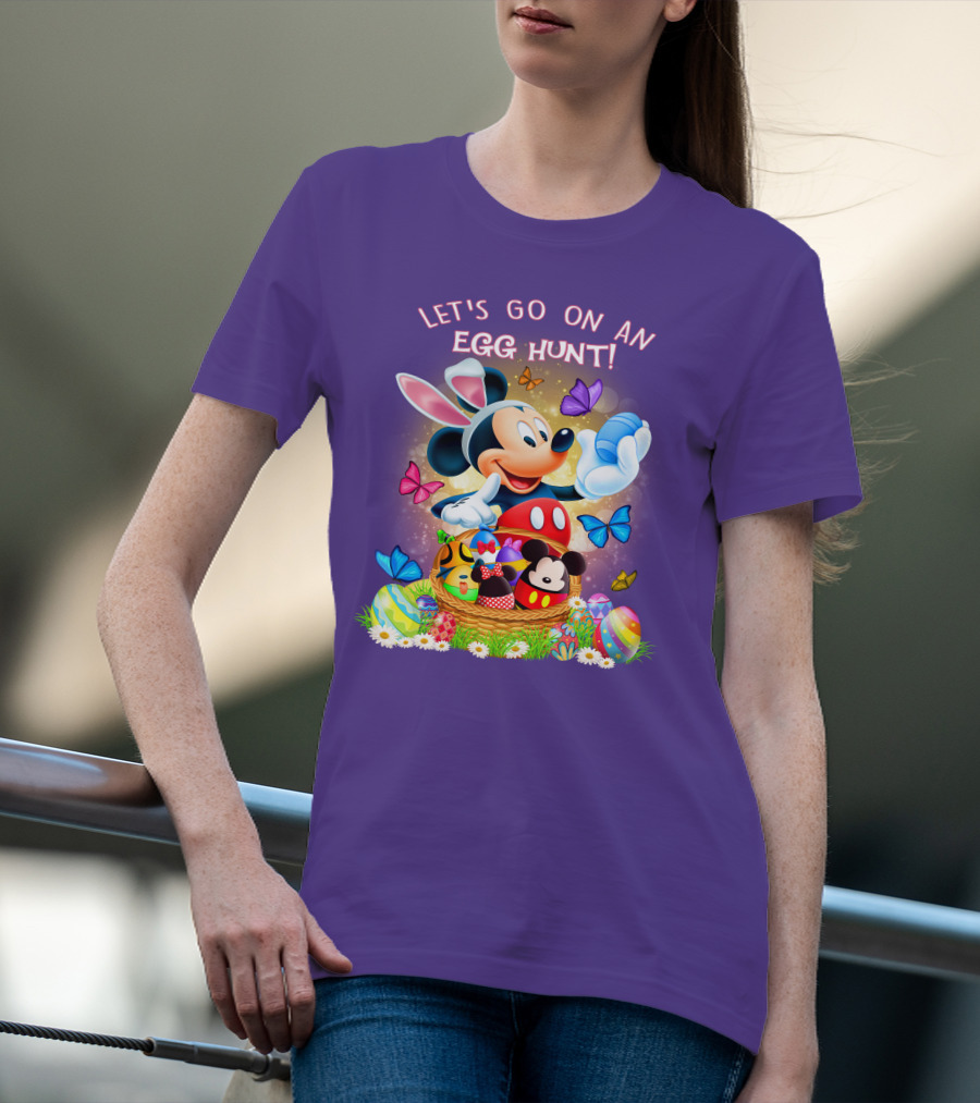 Let's Go On An Egg Hunt Mickey Mouse Easter Basket Butterflies T-Shirt