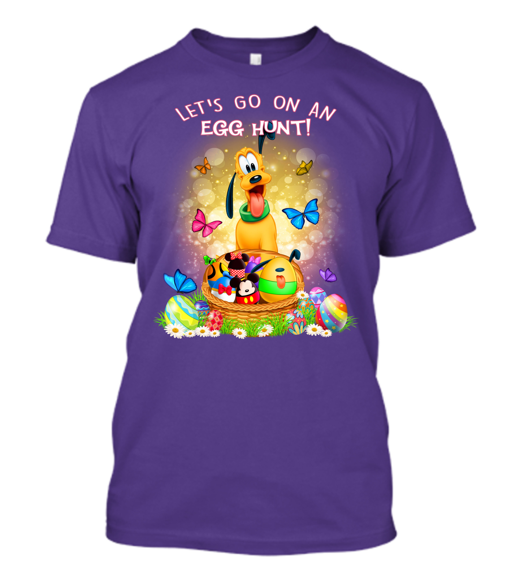 Let's Go On An Egg Hunt Pluto Butterflies Basket Eggs T-Shirt