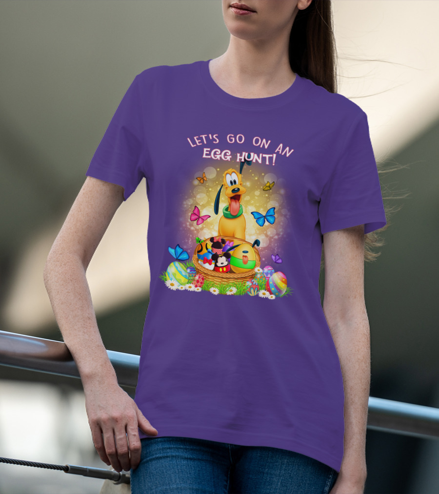 Let's Go On An Egg Hunt Pluto Butterflies Basket Eggs T-Shirt