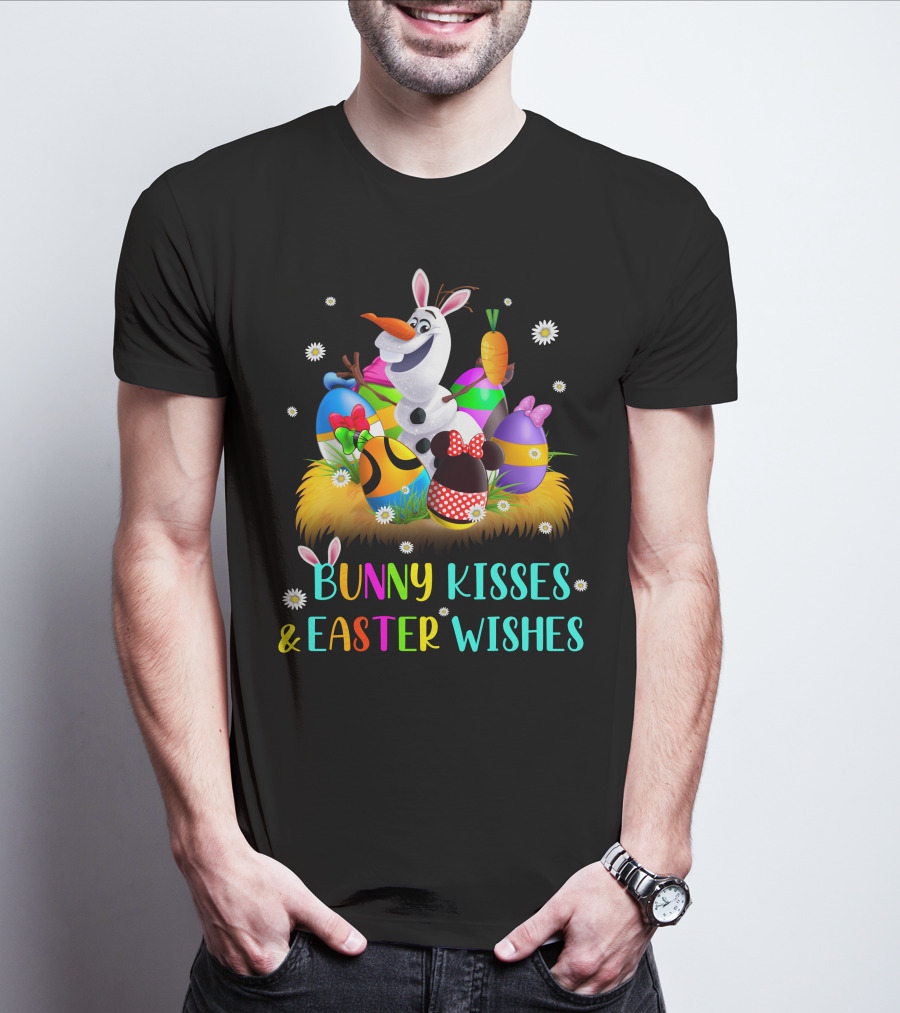 Bunny Kisses & Easter Wishes Olaf With Colorful Eggs And Carrot T-Shirt