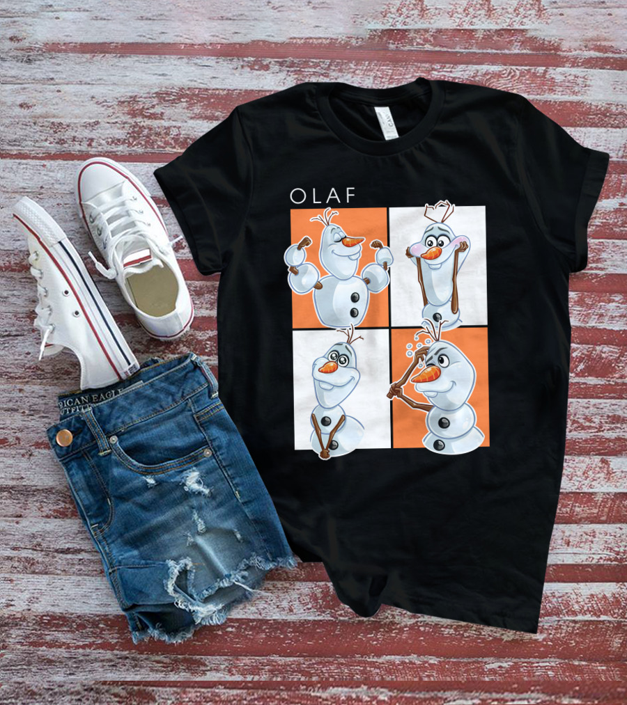 Olaf Snowman Character Expression Panels T-Shirt